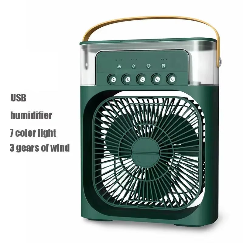 Portable Fan Air Conditioners USB Electric Fan Air Cooler LED Night Light Water Mist Fun 3 in 1 Air Humidifier for Home
