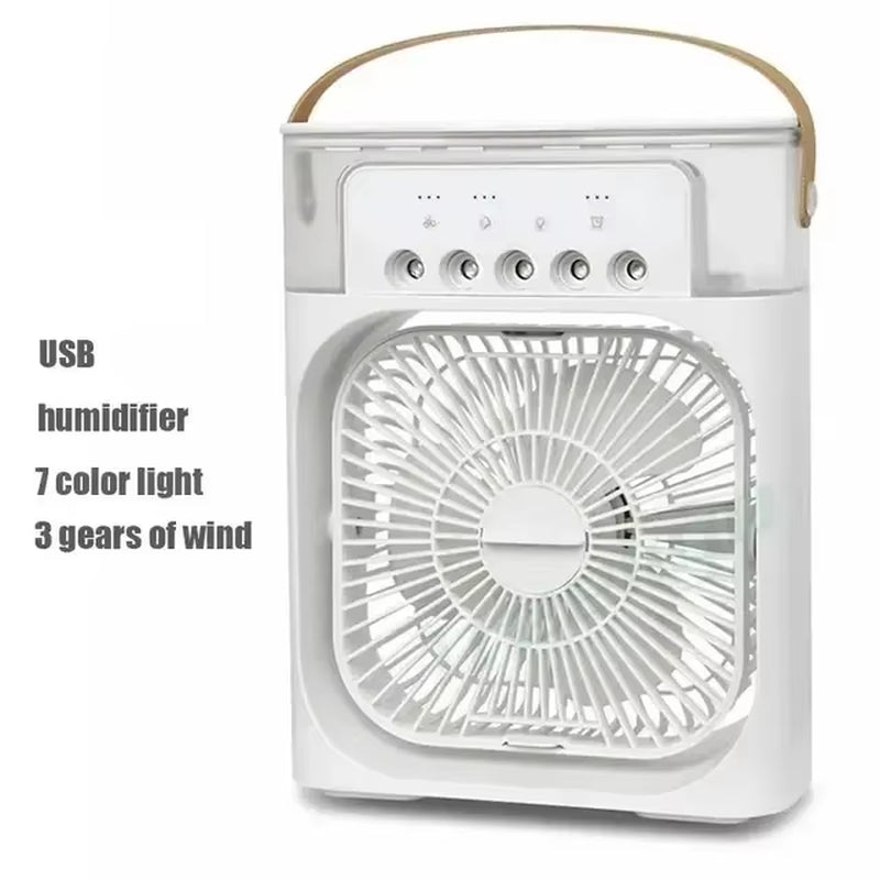 Portable Fan Air Conditioners USB Electric Fan Air Cooler LED Night Light Water Mist Fun 3 in 1 Air Humidifier for Home