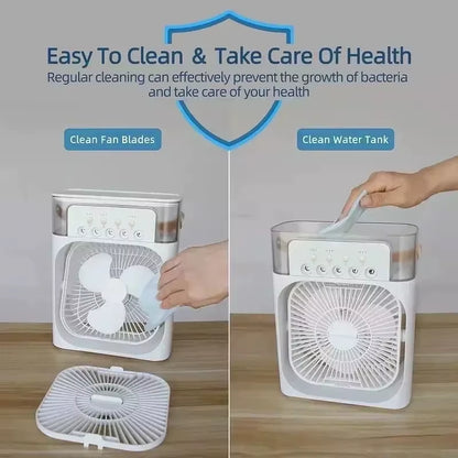 Portable Fan Air Conditioners USB Electric Fan Air Cooler LED Night Light Water Mist Fun 3 in 1 Air Humidifier for Home
